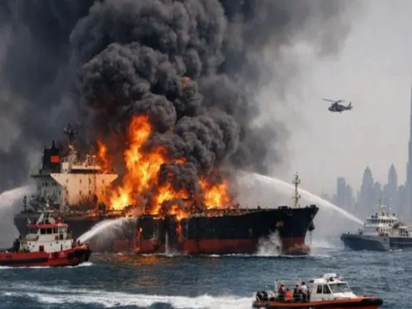 A shop under fire in Strait of Hormuz