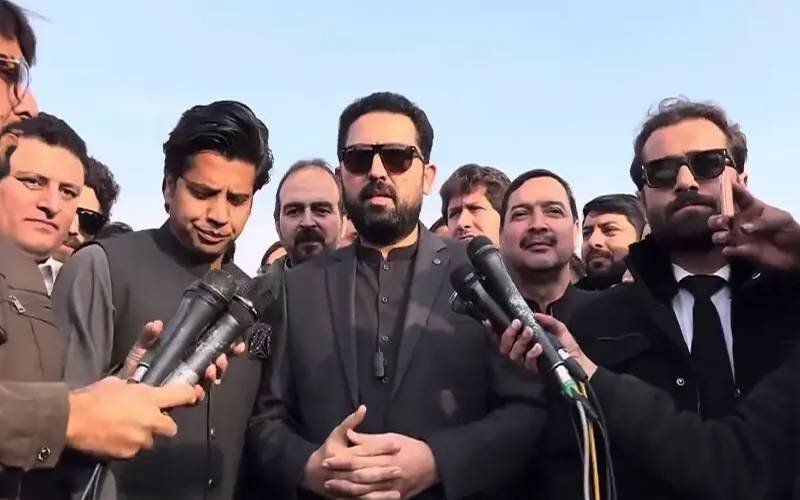 KP Chief Minister Sohail Afridi speaks to media.