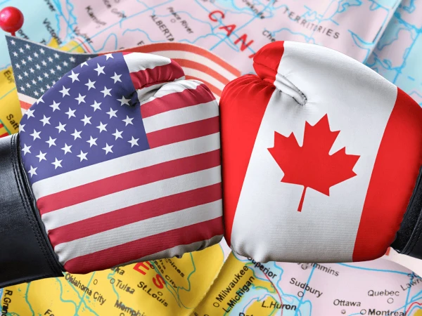 US and Canadian flags