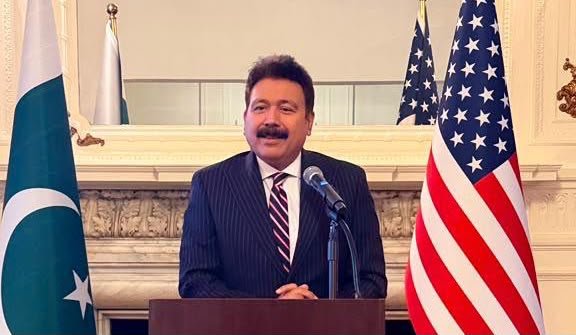 Consul general of Pakistan spears at a Minorities Day event in New York