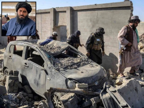 The damaged car of Afghan mayor after the attack.
