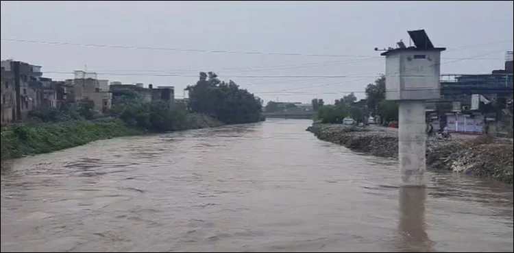 A view of the flooded Nullah Lai in Rawalpindi.