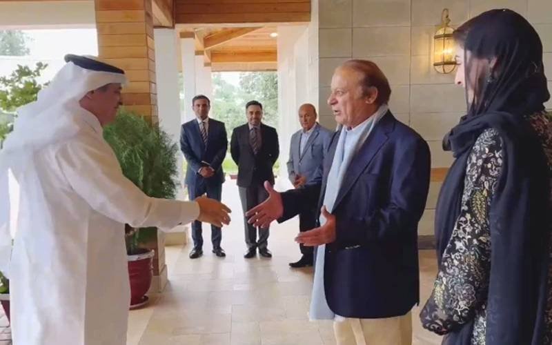 Nawaz Sharif sees off outgoing Saudi ambassador in Lahore.