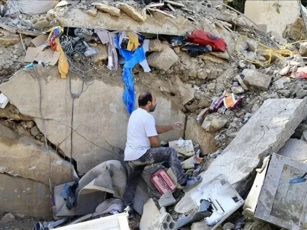Houses razed in Israeli airstrikes in Gaza.