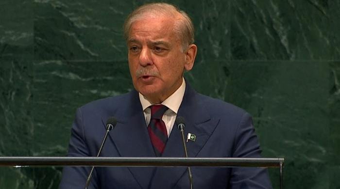 Prime Minister Shehbaz Sharif addressing the 81st session of United Nations General Assembly