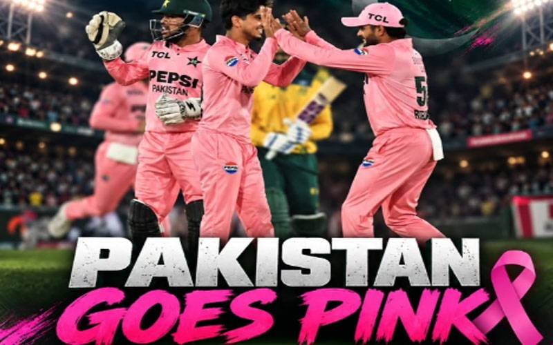 Pink dress by cricket team