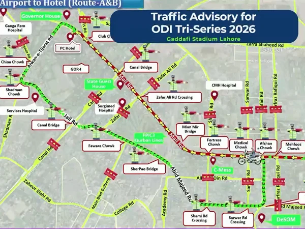 Traffic plan for ODI in Lahore