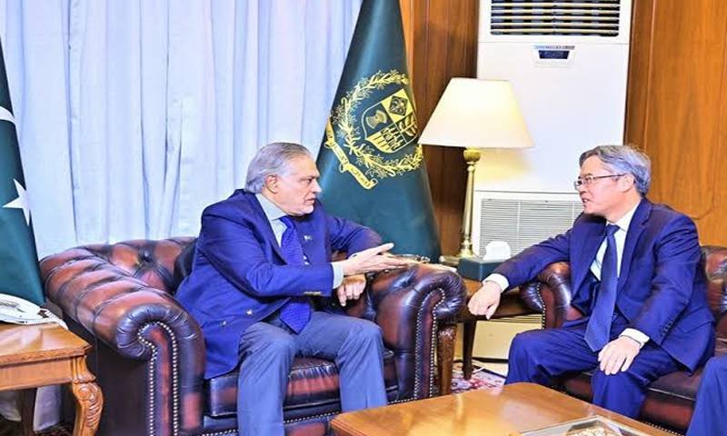 Chinese ambassador meets foreign minister Ishaq Dar in Islamabad.