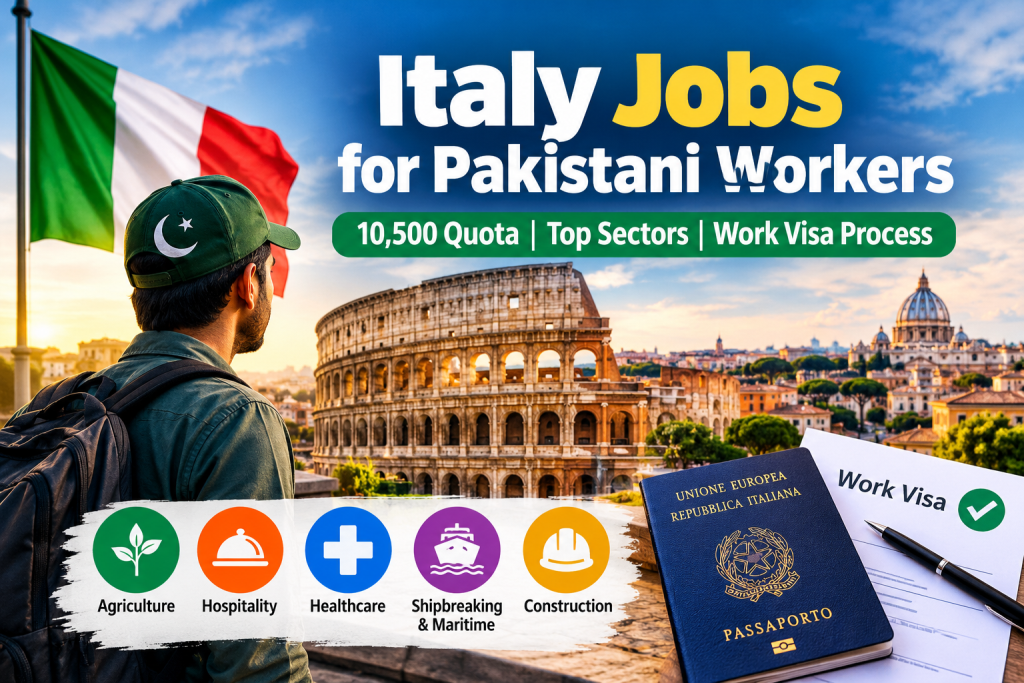 Italy has allocated 10,500 work opportunities for Pakistani workers from 2026 to 2028. The allocation provides 3,500 places each year under seasonal and non-seasonal employment channels.
