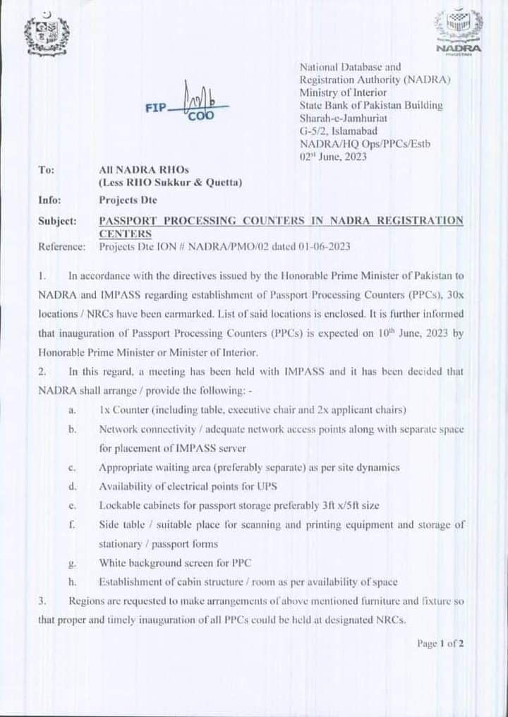 Nadra to issue passports