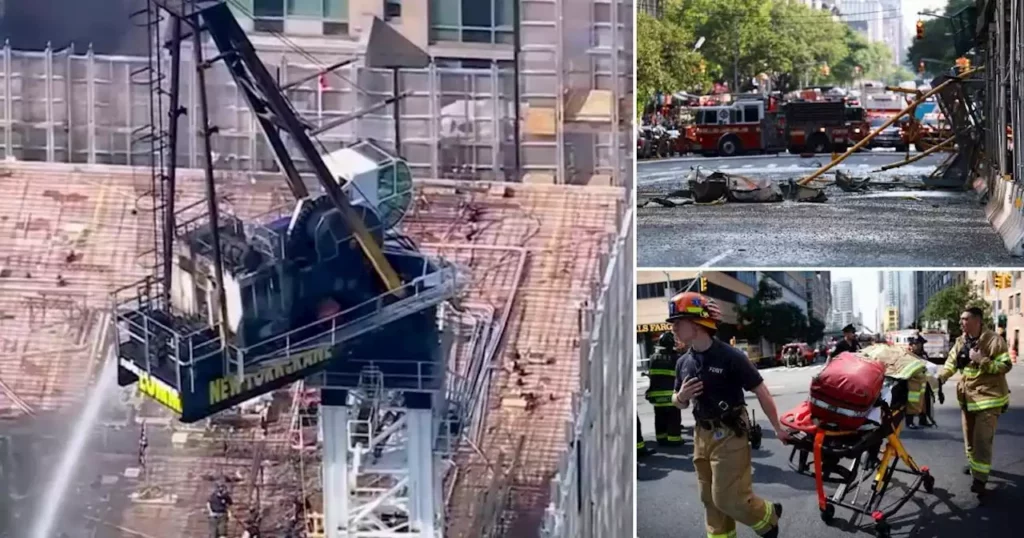 Crane crashes into busy New York street