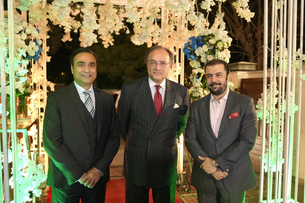 Finance Minister Muhammad Aurangzeb with Irfan Wahab Khan