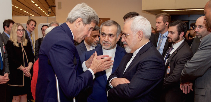 Secretary of State John Kerry and Iranian Foreign Minister Mohammad Javad Zarif, Austria Center, Vienna, July 14, 2015. Photo courtesy U.S. State Department