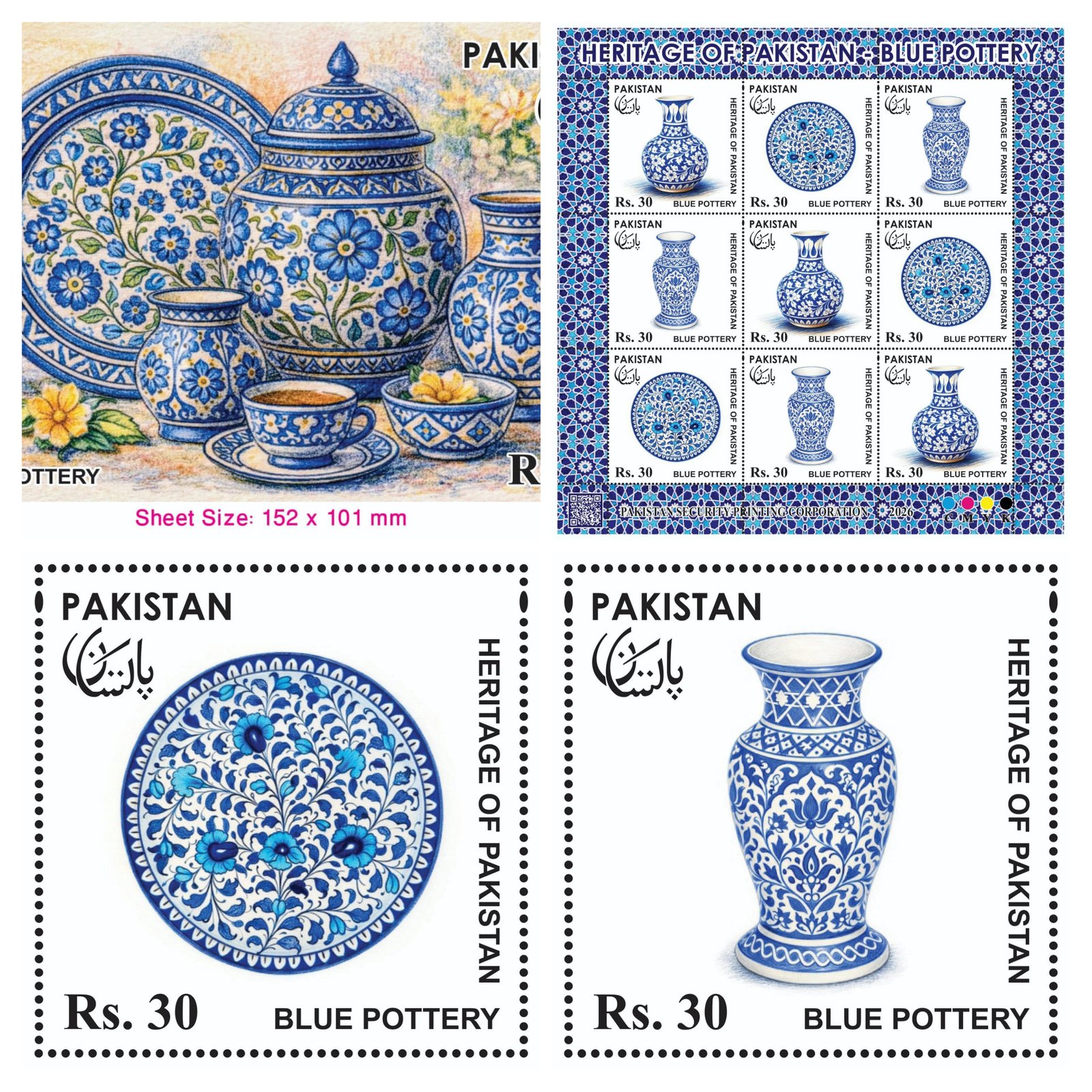 Pakistan Post Unveils Special Blue Pottery Stamp Series