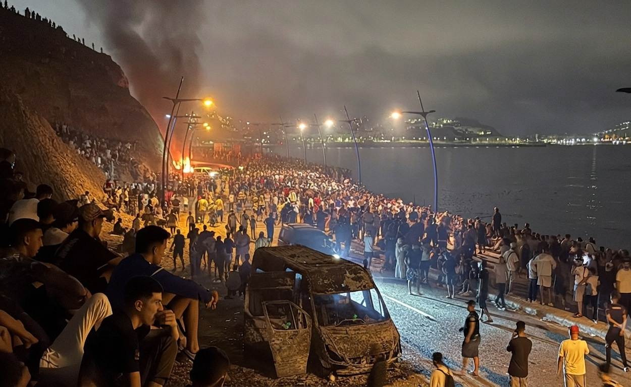 Migrants crossing from Morocco into Spain’s Ceuta enclave during a border crisis